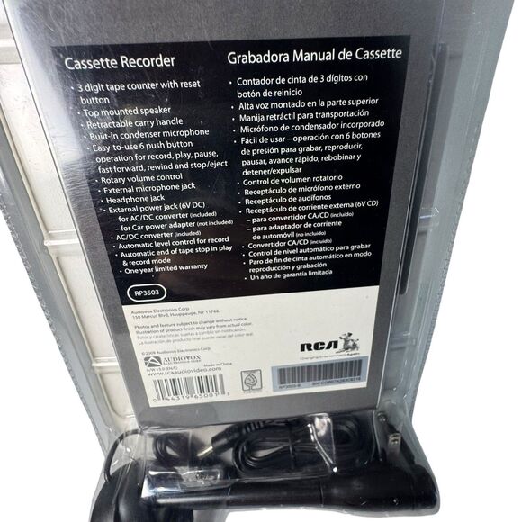 RCA Cassette Recorder RP3503 with Standup Mic & Adapter- New- Sealed - Picture 7 of 11